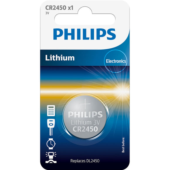 PHILIPS CR2450 Lithium Battery 3V, 1-Pack