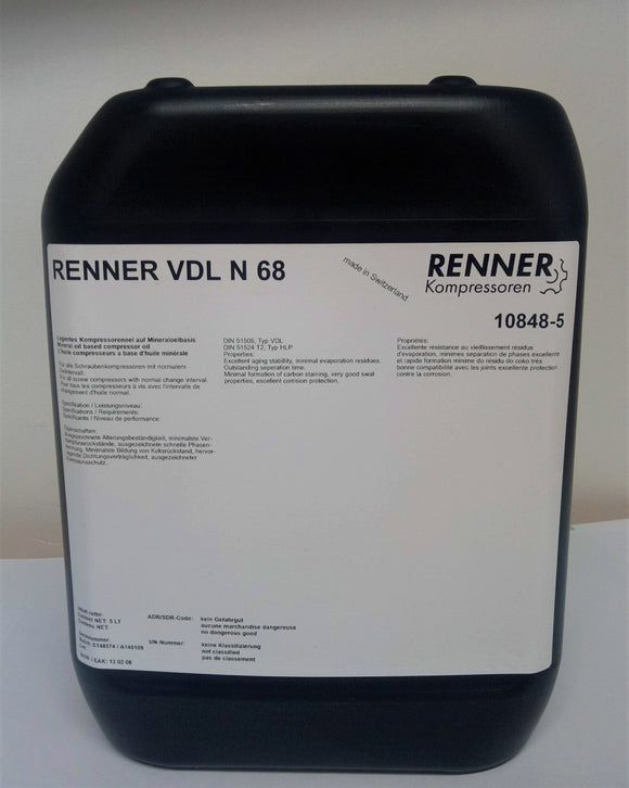 10848-5 RENNER Mineral Oil-based Compressor Oil, 5L